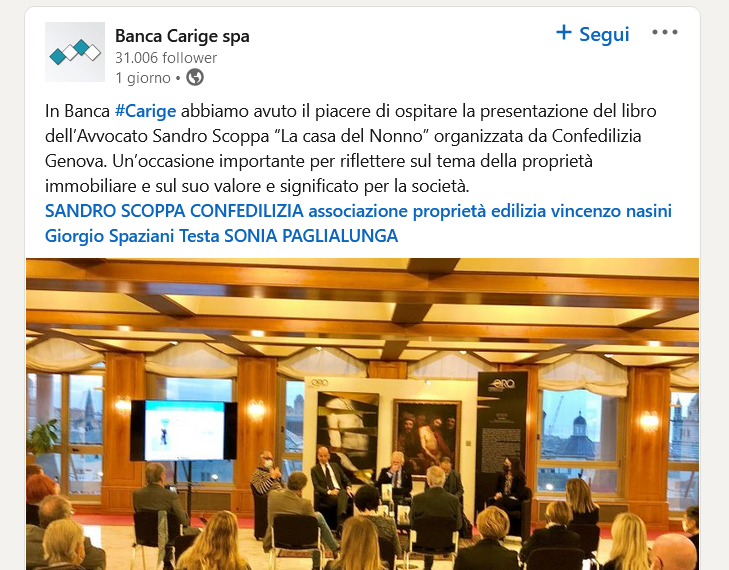 Banca Carige evento Scoppa APE Confedilizia Genova