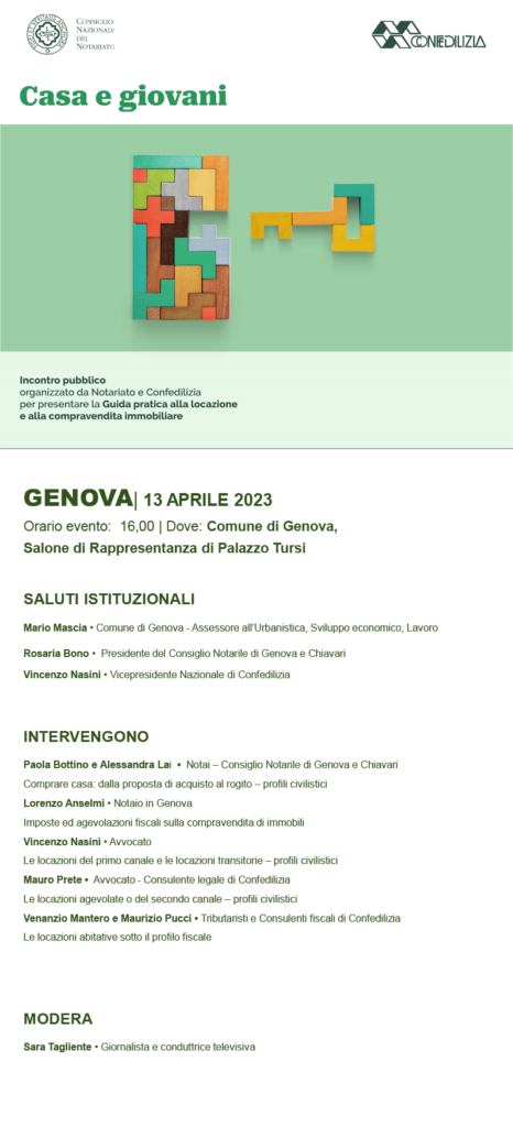 Convegno Casa e giovani Palazzo Tursi APE Confedilizia