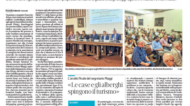 il secolo sul convegno Affitti brevi di Ape Confedilizia Chiavari